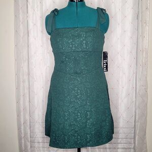 Trixxi Hunter Green Jacquard Floral Corset Babydoll Chiffon Straps‎ Dress XL NWT